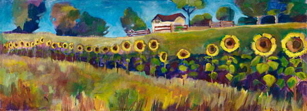 CRM - Sunflower Infinity,  Original Acrylic Painting, 16" x 40"