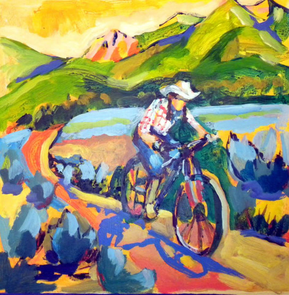 Figure: Cowgirl with Bike Giclee Print