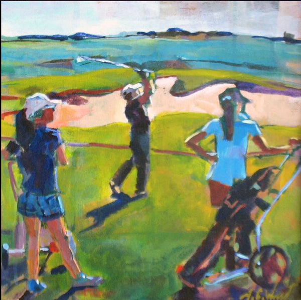 Golf - On the 8th, Giclee Canvas Print, 12" x 12'