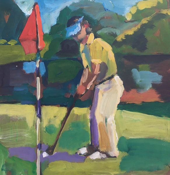 Golf - Drawing the Line - Original and Prints - 12" x 12"