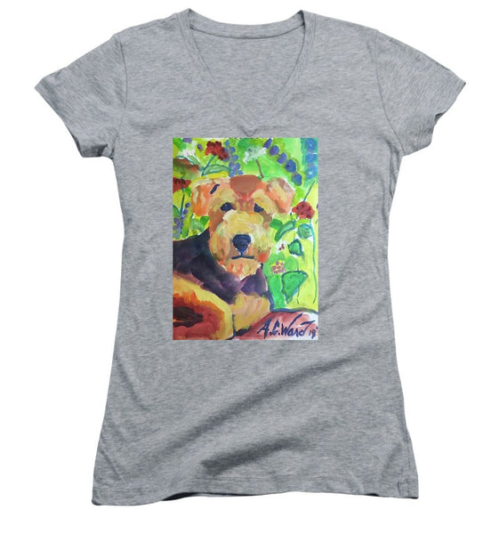 Dog Doodle Custom Women's V Neck T-shirt